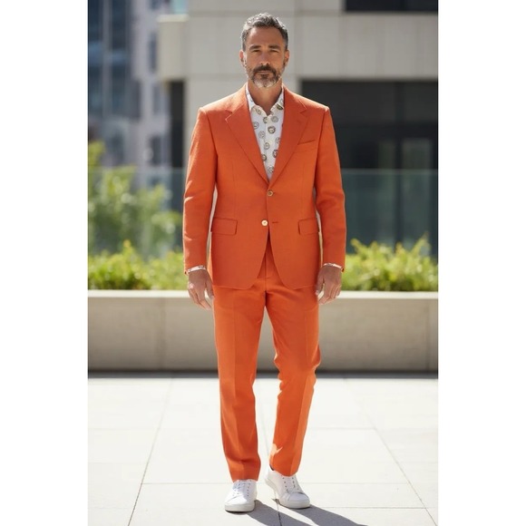 Vintage‎ Walton Clothes 1970's Ugly Orange Halloween Suit 48 Regular